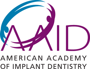 Purple and Teal Logo for American Academy of Implant Dentistry