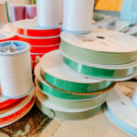 green and red ribbon for face masks