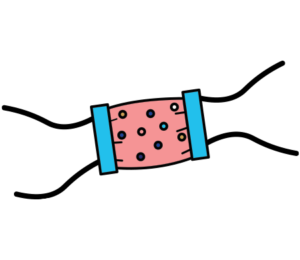 pink mask with multicolored dots graphic
