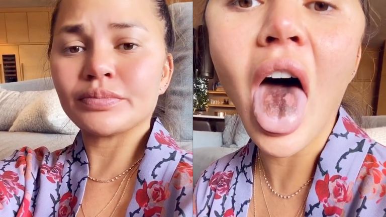 chrissy teigen showing tongue