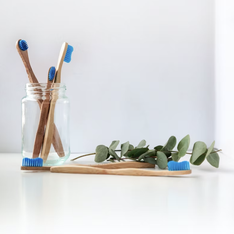 Here are 5 toothbrushes stored in the correct position, helping to maintain a longer lasting toothbrush.